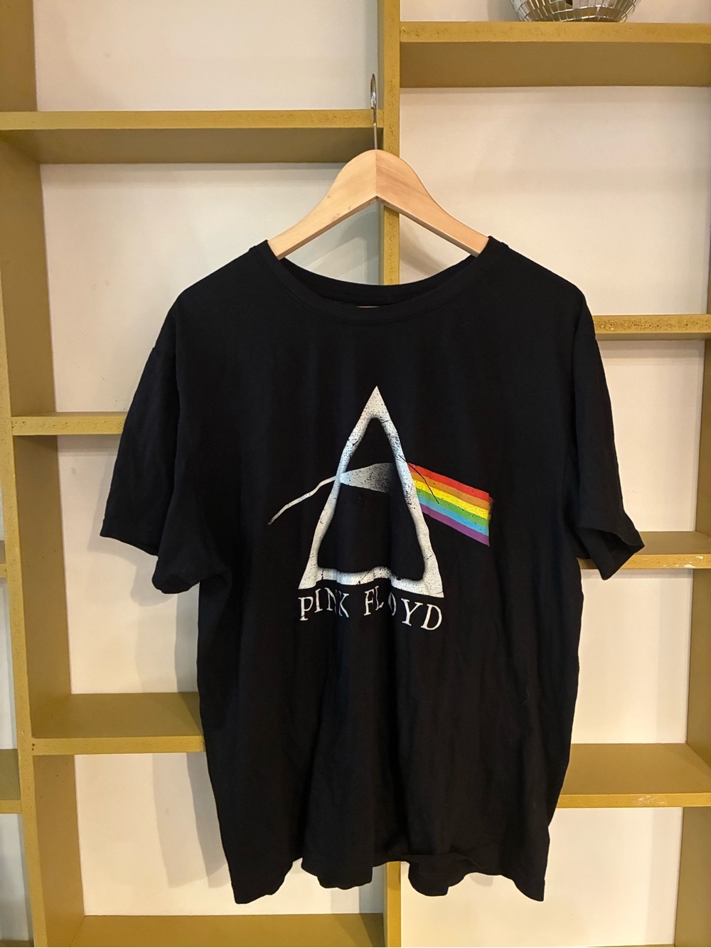 Pink Floyd Black Tee with Rainbow Spectrum Prism